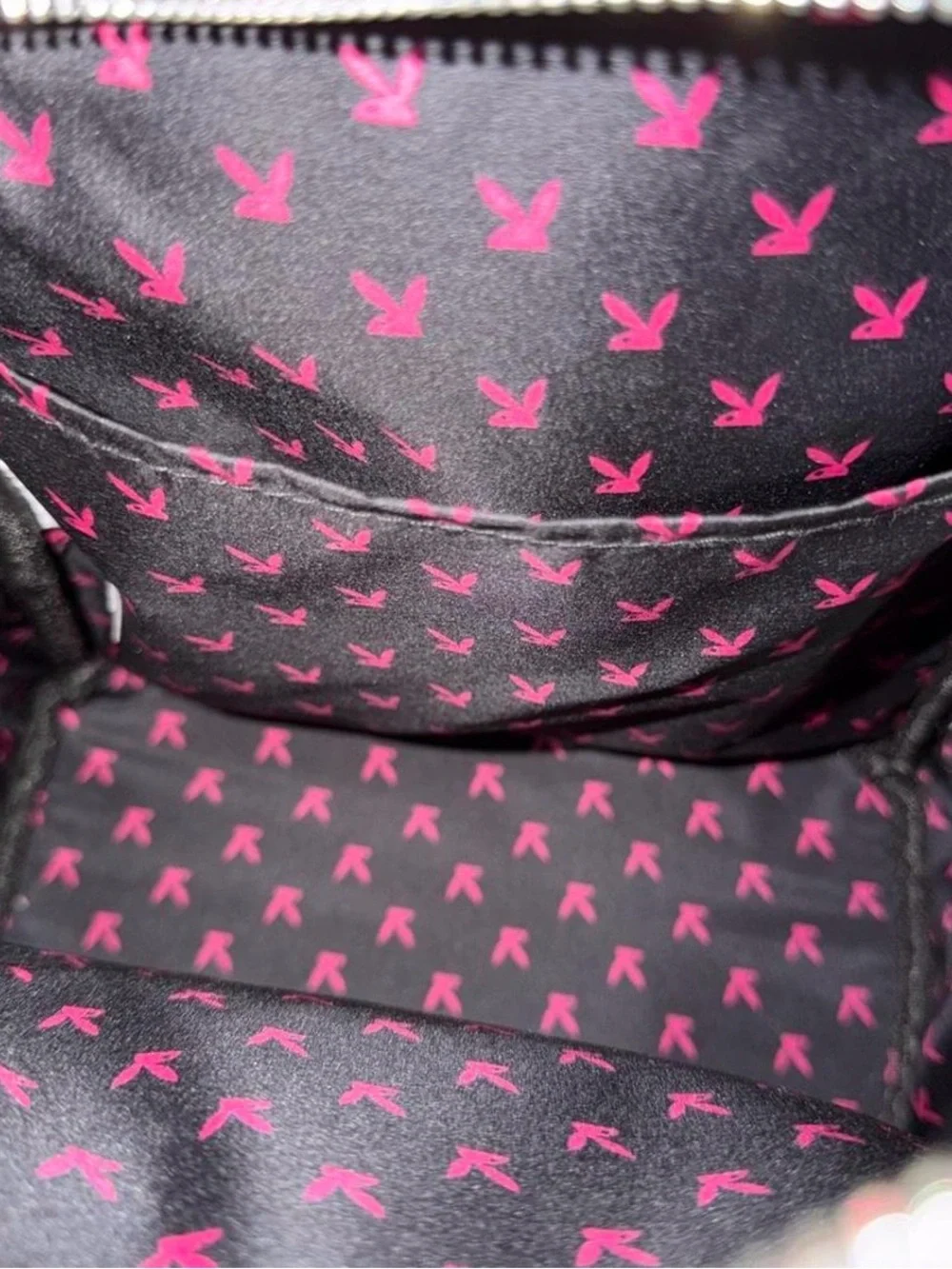 PLAYBOY Black, Hot Pink & White Bunny Mini Backpack